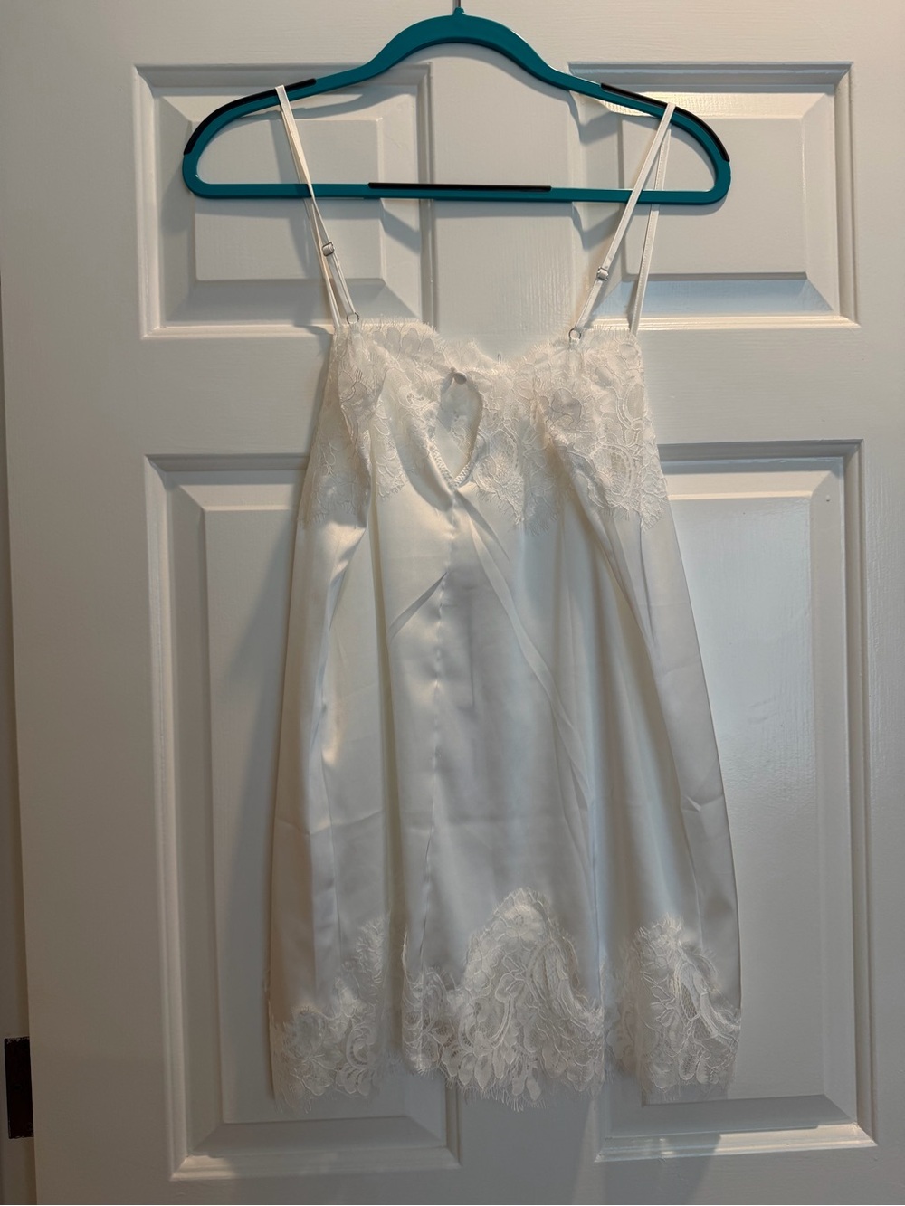 Lace Trim Satin Chemise Slip - White - NWT - Picture 3 of 6
